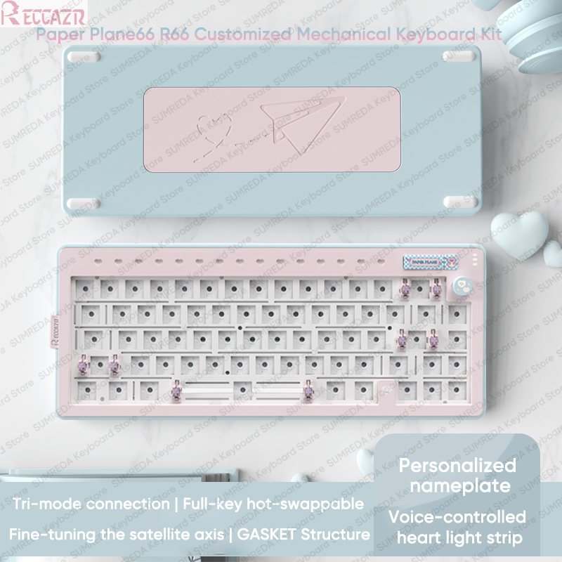Gaming Keyboard Hot Swappable - RECCAZR R66 Kağıt Plane66 Mekanik Klavye