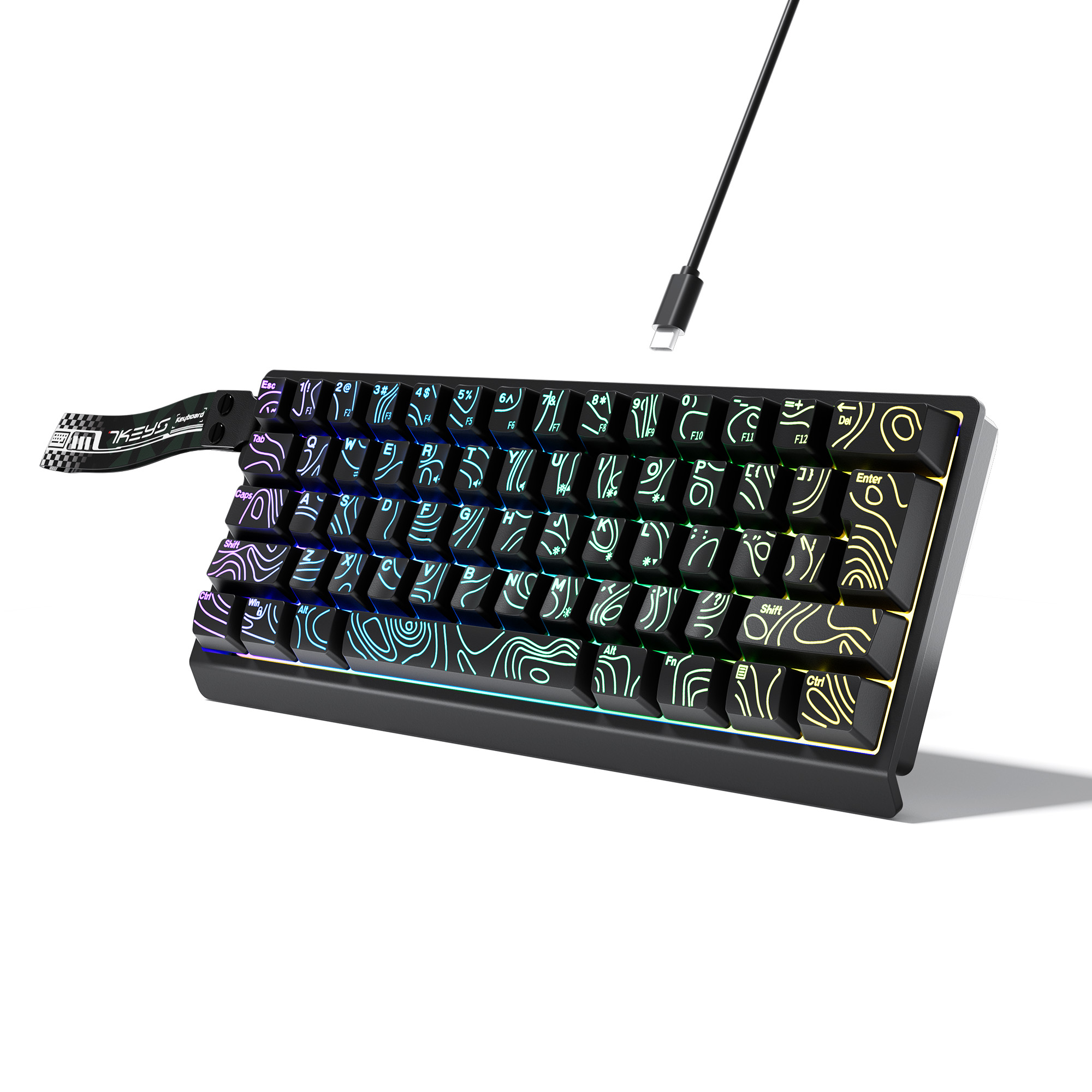 Keyboard Gaming Blue Switch - %60 Kompakt Kablolu Klavye, RGB Arka