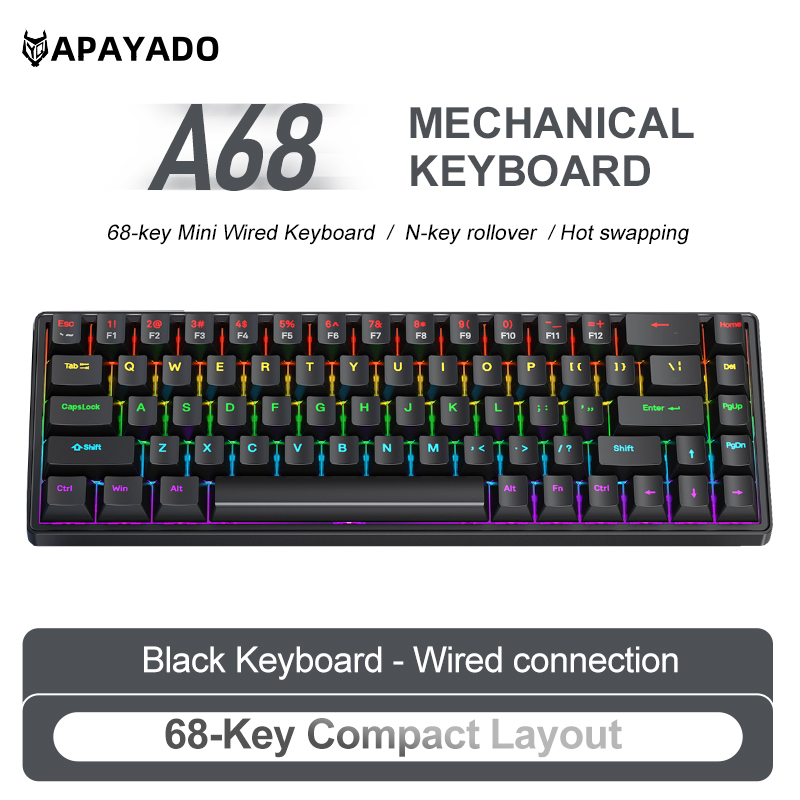 APAYADO A68 Kablolu Mekanik Kl - Keyboard Gaming Blue Switch incelemesi ve fiyatı